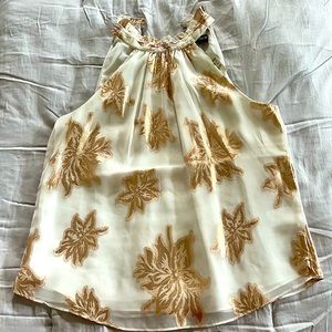 Medium Express gold and cream high neck halter top NWT